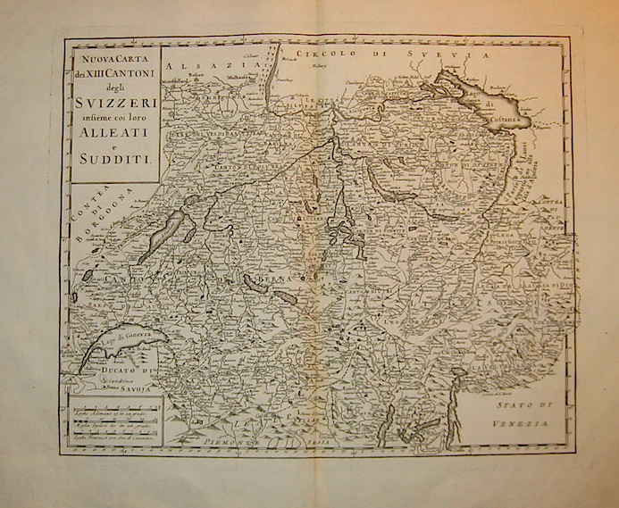 Albrizzi Giambattista (1698-1777) Nuova Carta dei XIII Cantoni degli Svizzeri insieme coi loro Alleati e Sudditi 1750 Venezia